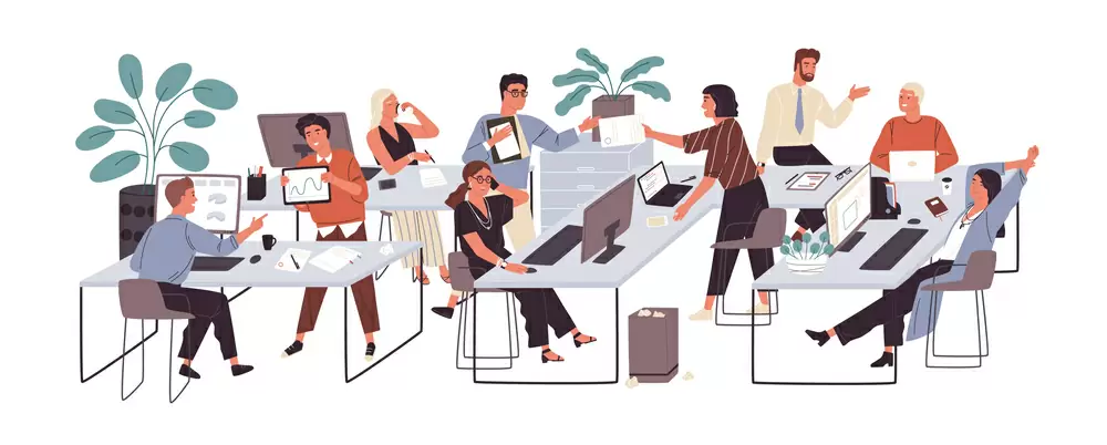 Ilustração de um ambiente de trabalho seguro e saudável