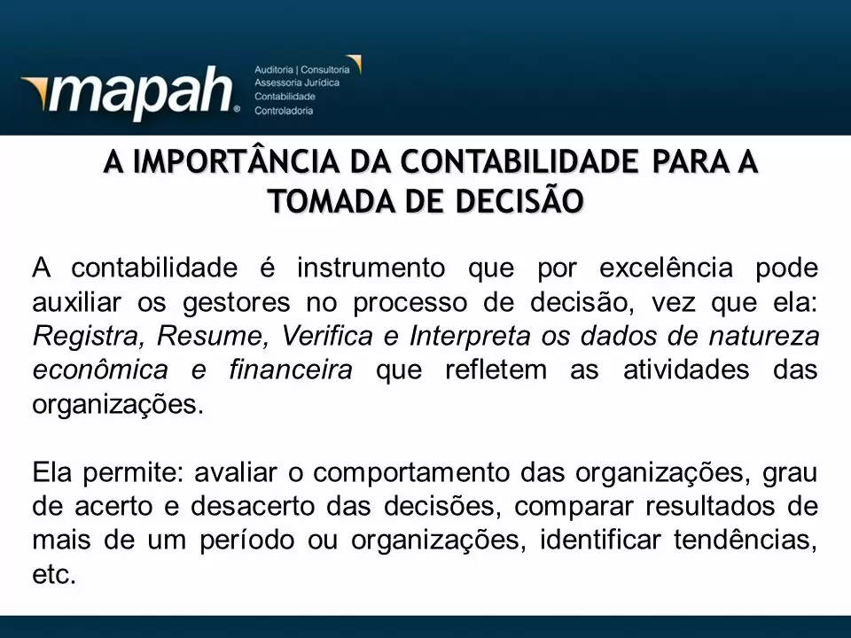 Relação entre contabilidade e tomada de decisões financeiras