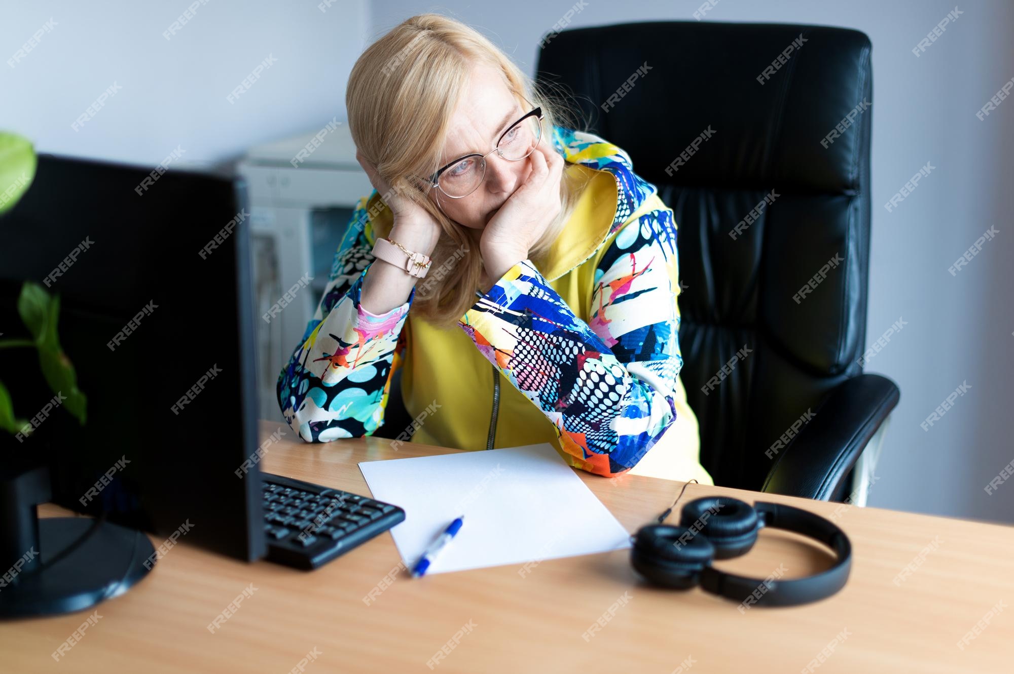 Mulher estressada e frustrada em um escritório